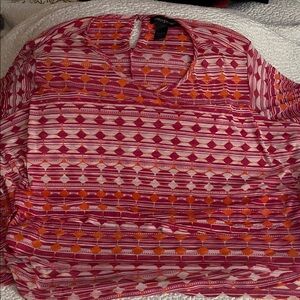 Plus size 26/28 Ashley Stewart Pink and Orange Geometric Blouse